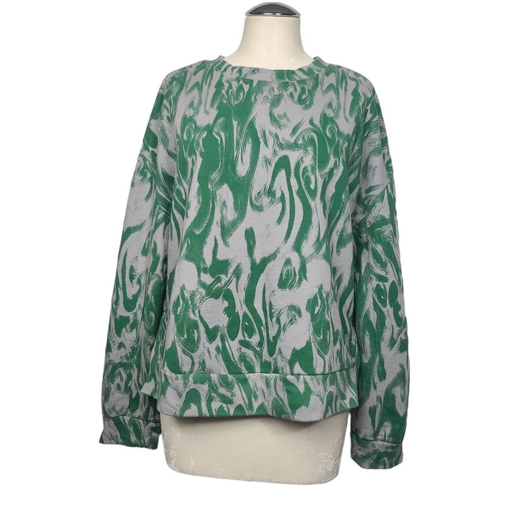Zella Myrtle Green Patterned Sweatshirt Sz M